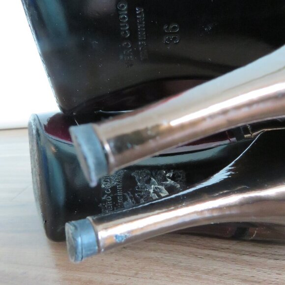 LANVIN River 2009 Collection Mirrored Patent Bronze Heel Platform Lace Up Shoes - Picture 12 of 15